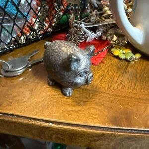 Gray PEWTER Pig Figurine - solid